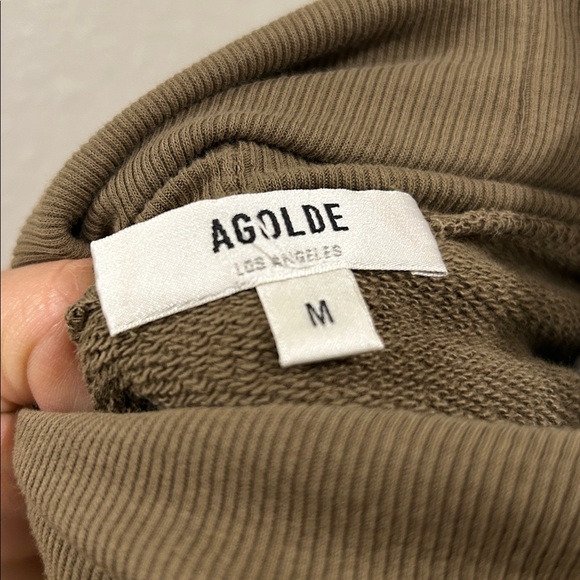 Agolde Ballon Sleeve Turtleneck Pullover Sweatshirt Womens M Green100% Cotton - Picture 2 of 13